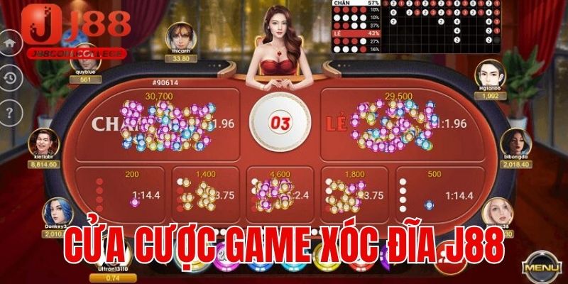 Cửa cược game xóc đĩa J88 đa dạng 